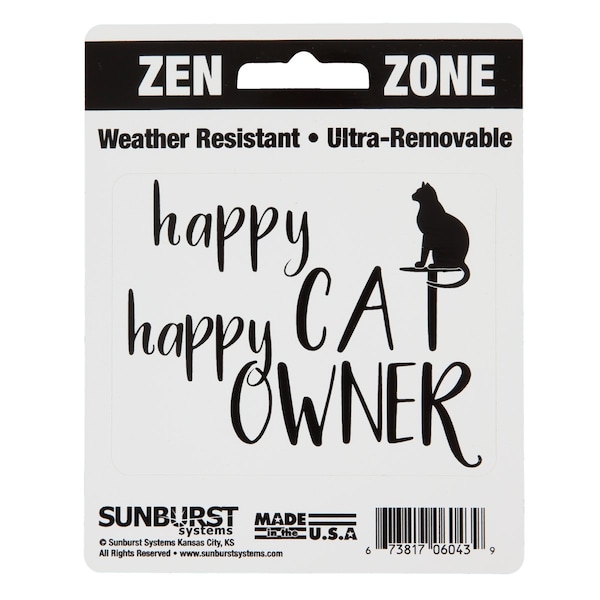 Sunburst Systems Decal Zen Zone Happy Cat Happy Owner 4 in x 5 in 6043 - main